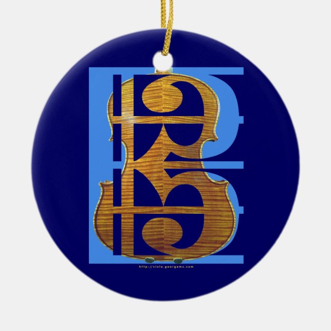 Viola in Alto Clef Ceramic Ornament (Front)