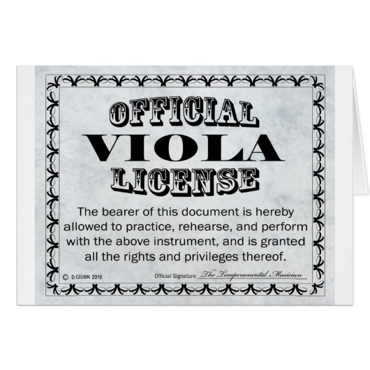 Viola License Cards (Front Horizontal)