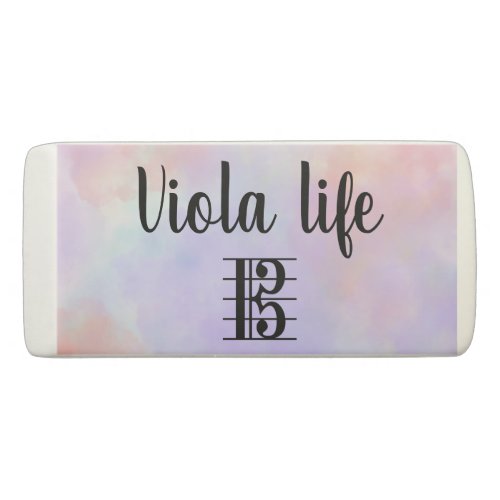 Viola Life Alto Clef Purple Pink Watercolor Eraser