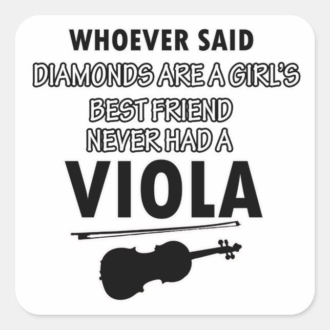 Viola music designs square sticker (Front)