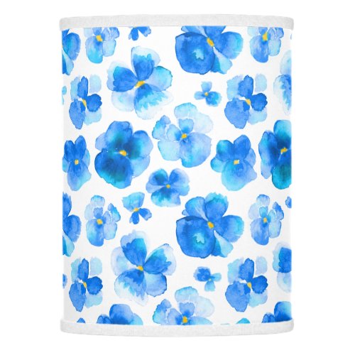 Viola pansies blue watercolor floral art lampshade