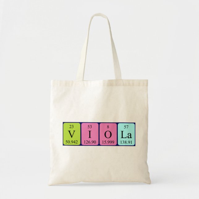 Viola periodic table name tote bag (Front)