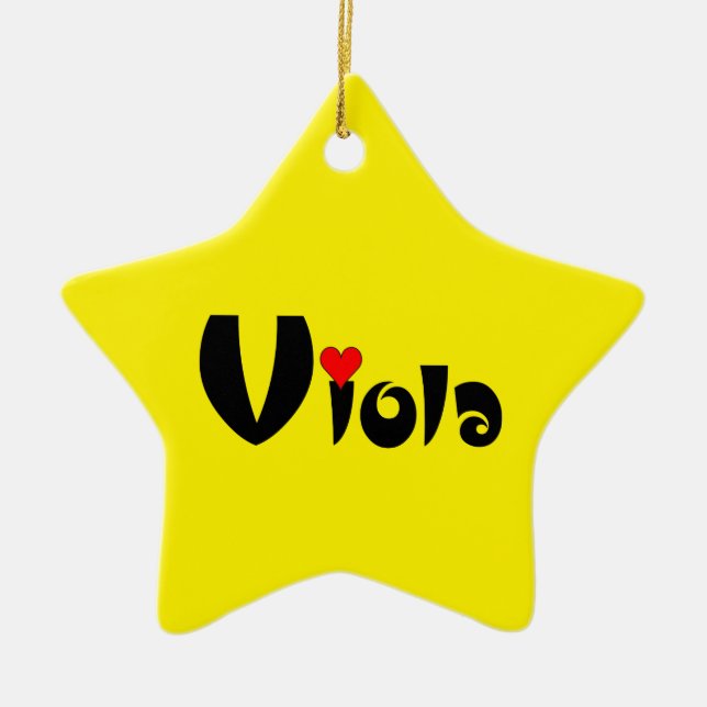 Viola Small Heart Ceramic Ornament (Front)