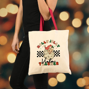 Viola Teacher Holly Jolly Christmas Music Santa Tote Bag
