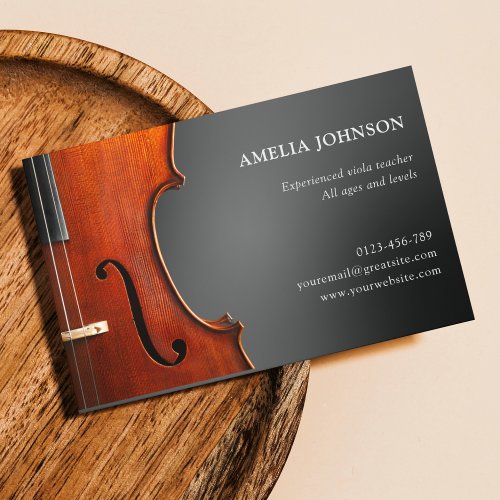 Viola Teacher Professional Musician Grey Business Card