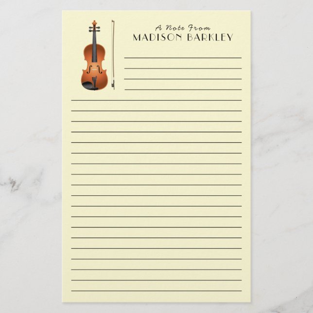 Viola Violin Music Teacher Musician Stationery (Front)