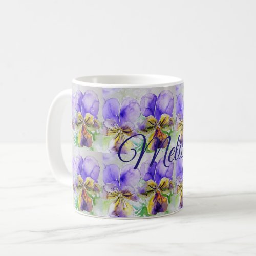 Viola Watercolor Flowers Floral Love Ladies Mug