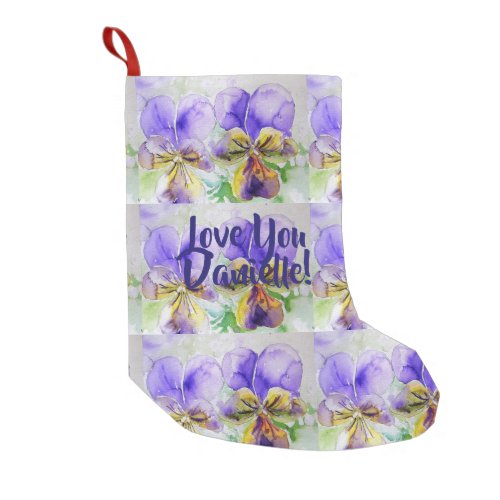 Viola Watercolor Flowers Floral Love You Stocking