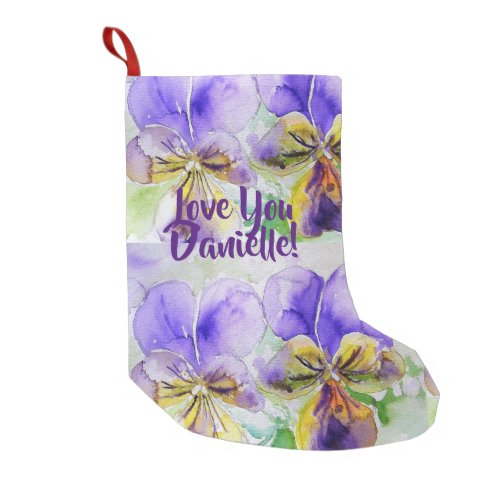 Viola Watercolor Flowers Floral Love You Stocking