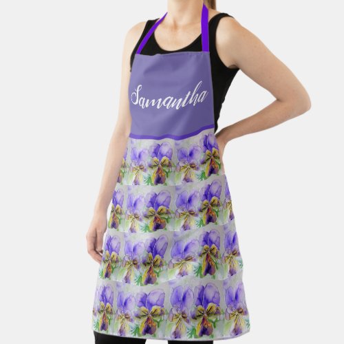 Violas Floral Purple Yellow Viola Violet Pattern Apron