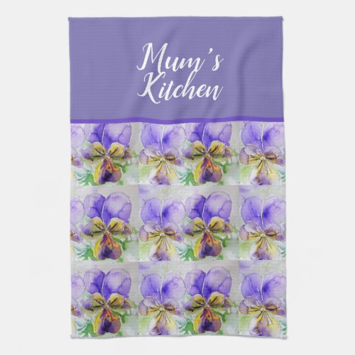 Violas Floral Purple Yellow Viola Violet Pattern Kitchen Towel