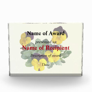 Violas Sorbet Yellow Jump Up Acrylic Award