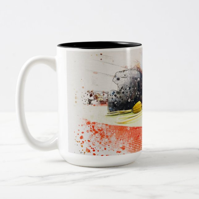 Violence at rest Two-Tone coffee mug (Left)