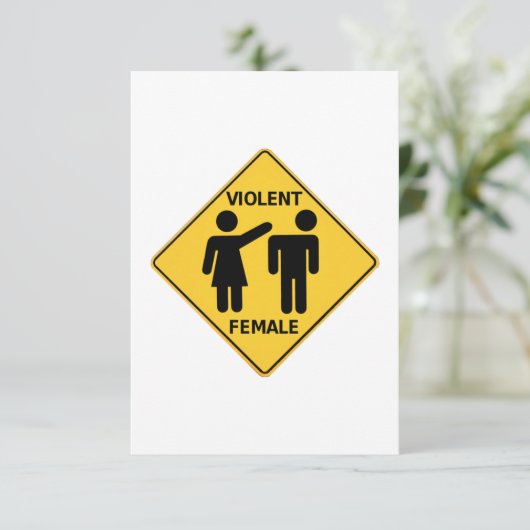 Violent Female Cartoon Sign (Standing Front)