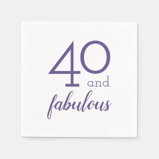 Violet 40 & Fabulous Birthday Party Paper Napkins