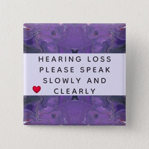 Violet Abstract Heart Hearing Loss 2 Inch Button
