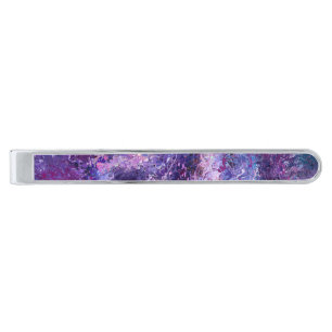 Violet abstraction silver finish tie bar