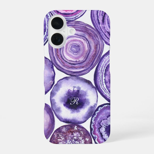 Violet agate monogram iPhone case (Back)