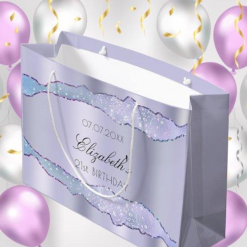 Violet agate name elegant birthday party large gift bag