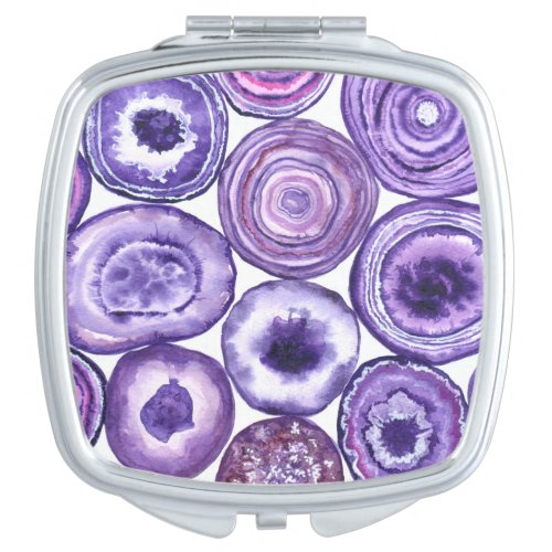 Violet agate pattern compact mirror