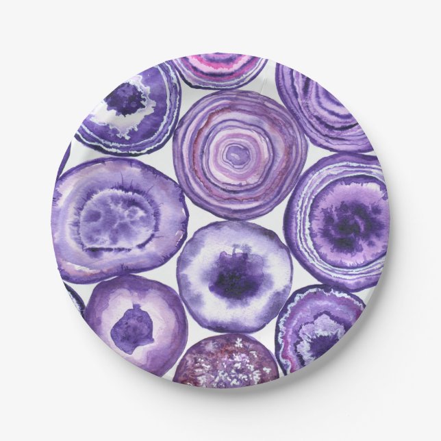 Violet agate pattern paper plates (Front)