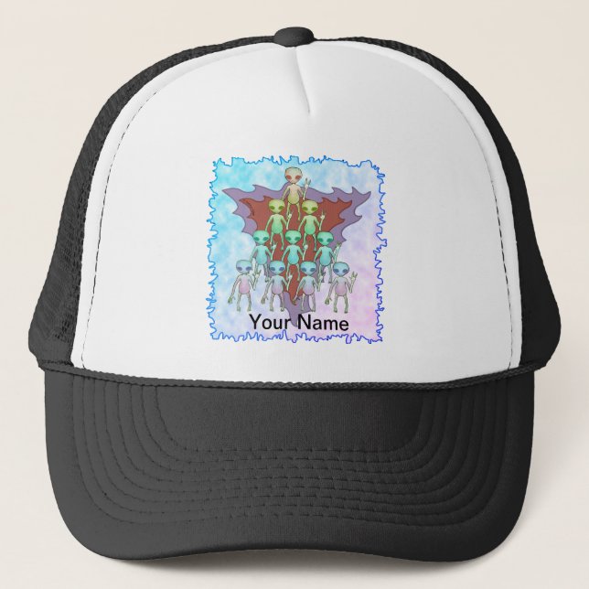 Violet Alien Triangle Trucker Hat (Front)