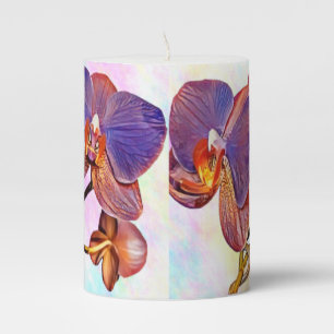 violet and amber orchid pillar candle