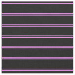 [ Thumbnail: Violet and Black Colored Stripes Pattern Fabric ]
