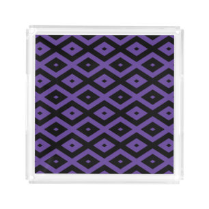 Violet and black diamond pattern acrylic tray