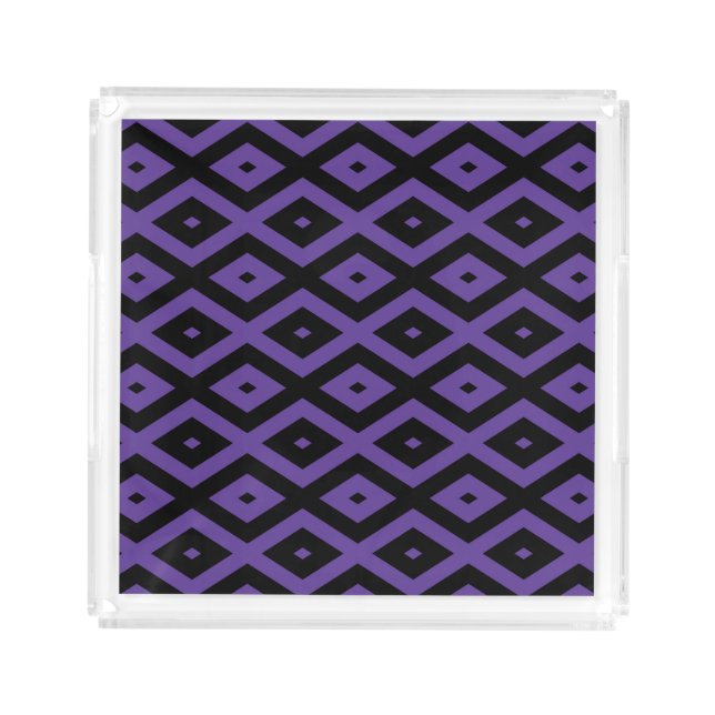 Violet and black diamond pattern acrylic tray (Front)
