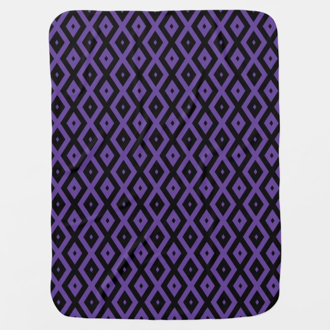 Violet and black diamond pattern baby blanket (Front)