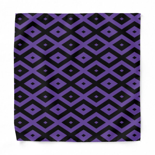 Violet and black diamond pattern bandana (Front)