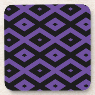 Violet and black diamond pattern beverage coaster