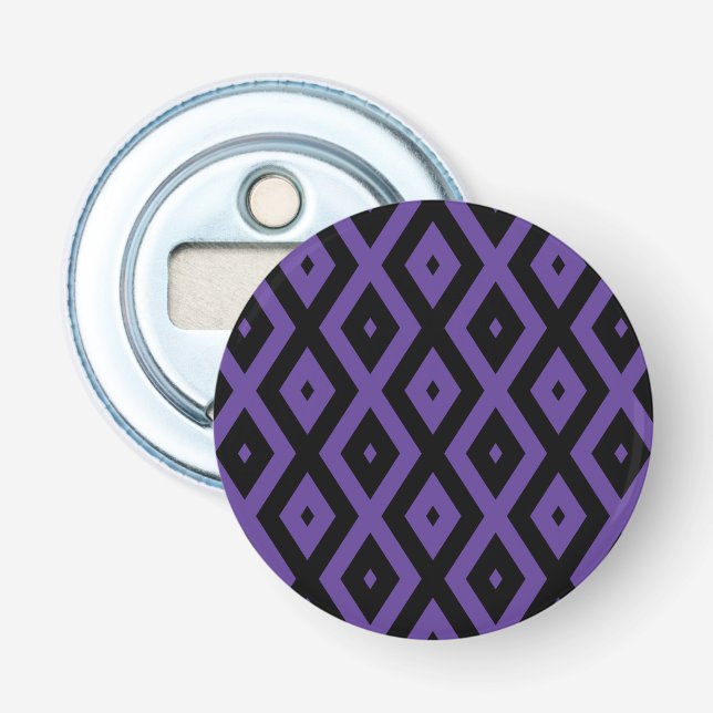 Violet and black diamond pattern bottle opener (Front)