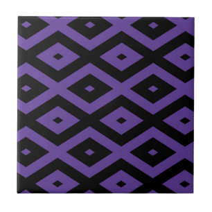 Violet and black diamond pattern ceramic tile