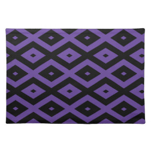 Violet and black diamond pattern cloth placemat