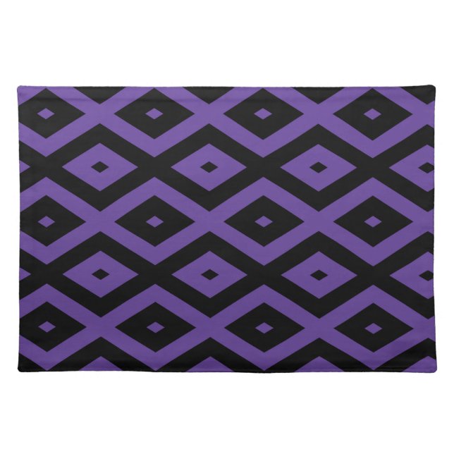 Violet and black diamond pattern cloth placemat (Front)