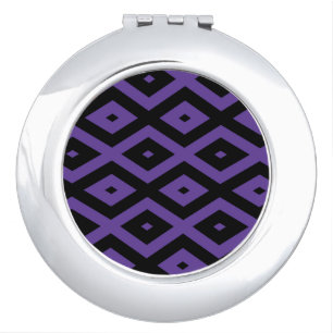 Violet and black diamond pattern compact mirror