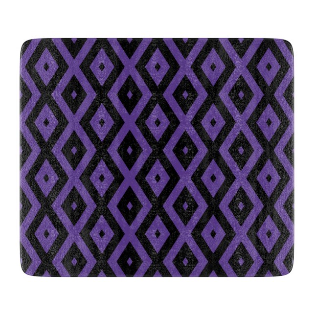 Violet and black diamond pattern cutting board (Front)