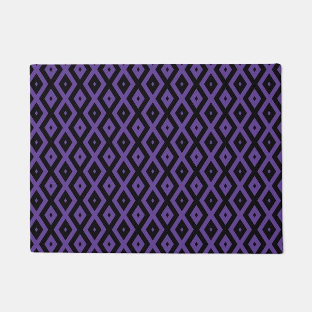 Violet and black diamond pattern doormat (Front)