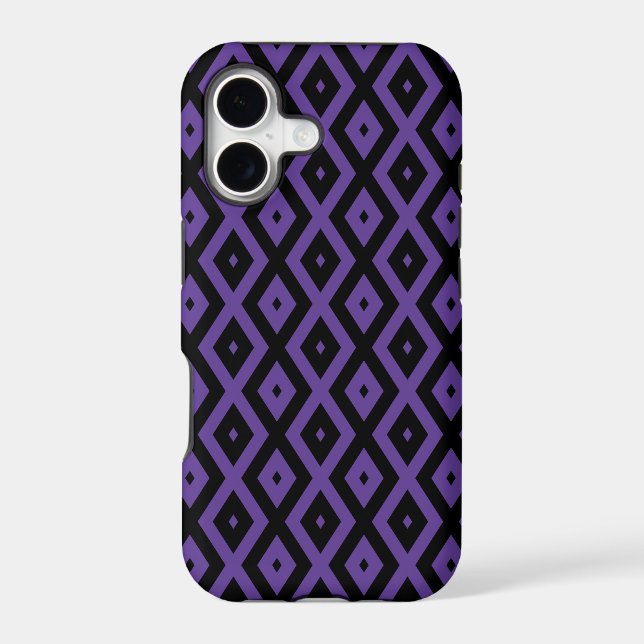 Violet and black diamond pattern iphone case (Back)