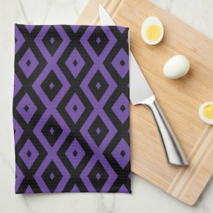 Violet and black diamond pattern kitchen towel