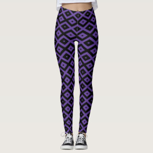 Violet and black diamond pattern leggings