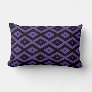 Violet and black diamond pattern lumbar pillow