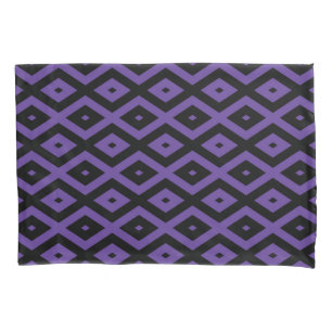 Violet and black diamond pattern pillow case
