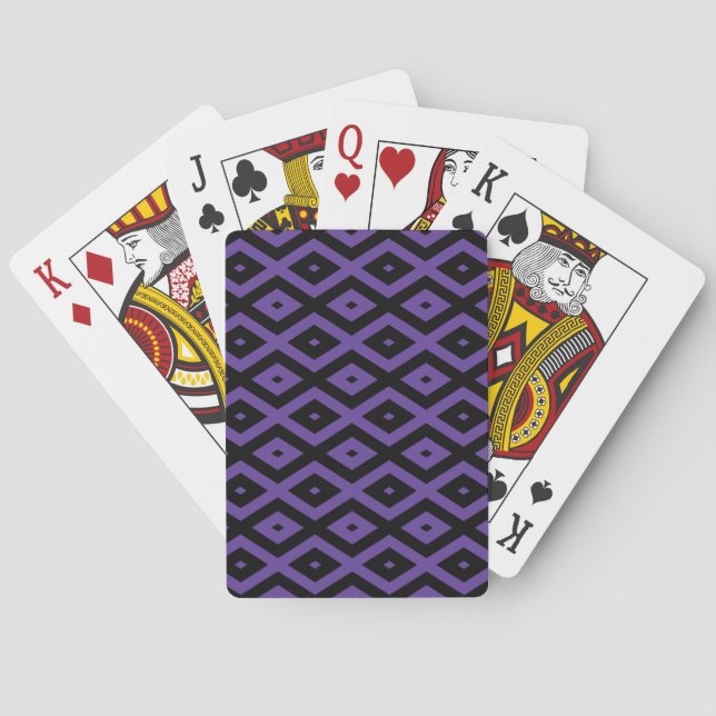 Violet and black diamond pattern poker cards (Back)