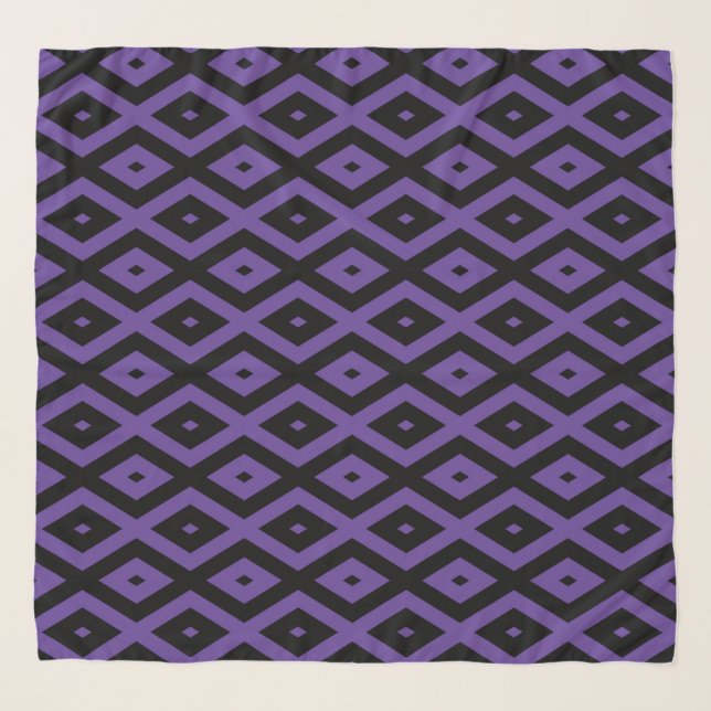 Violet and black diamond pattern scarf (Front (Horizontal))
