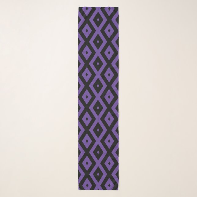 Violet and black diamond pattern scarf (Front)