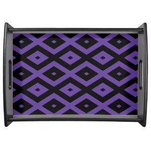 Violet and black diamond pattern serving tray