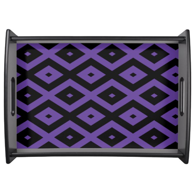 Violet and black diamond pattern serving tray (Front)